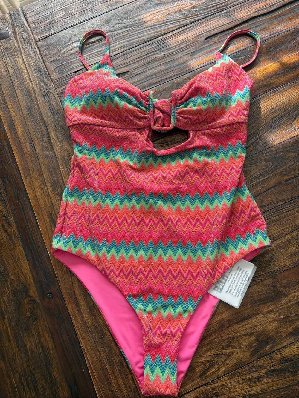 Beach Riot Multicolor Chevron One-Piece Swimsuit in Pink, Green & Teal